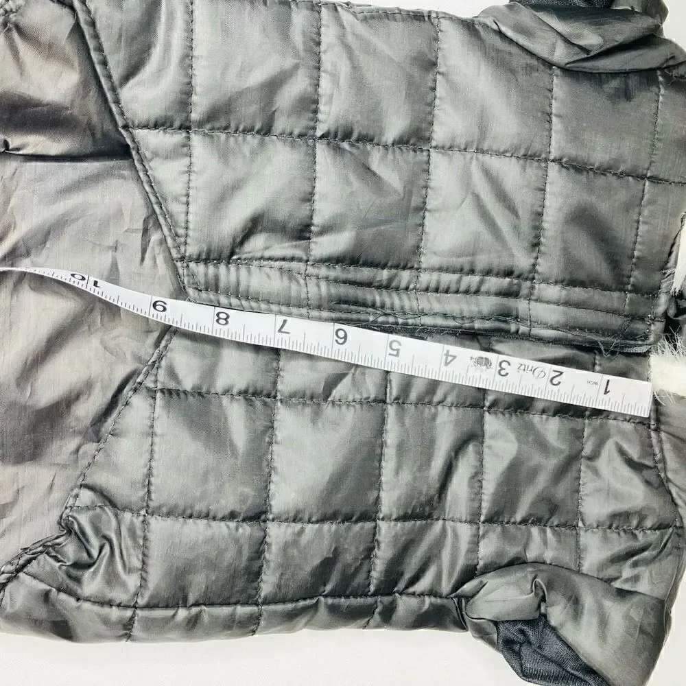 Small Dog Puffer Sleeveless Vel cro Fastened Fur Hoodie In Black